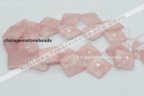 CRQ108 15.5 inches 30*30mm faceted diamond natural rose quartz beads