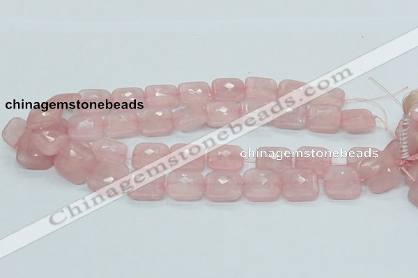 CRQ109 15.5 inches 20*20mm faceted square natural rose quartz beads