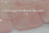 CRQ110 15.5 inches 30*30mm faceted square natural rose quartz beads