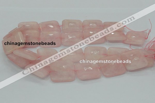 CRQ110 15.5 inches 30*30mm faceted square natural rose quartz beads