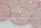 CRQ111 15.5 inches 30mm faceted coin natural rose quartz beads