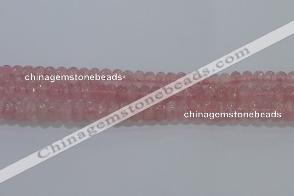 CRQ117 15.5 inches 6*10mm faceted rondelle rose quartz beads