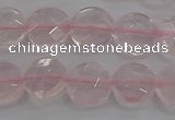 CRQ137 15.5 inches 10mm faceted coin natural rose quartz beads