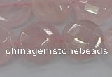 CRQ140 15.5 inches 18mm faceted coin natural rose quartz beads