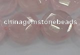 CRQ141 15.5 inches 20mm faceted coin natural rose quartz beads