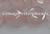 CRQ141 15.5 inches 20mm faceted coin natural rose quartz beads