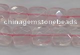 CRQ154 15.5 inches 10mm faceted square natural rose quartz beads