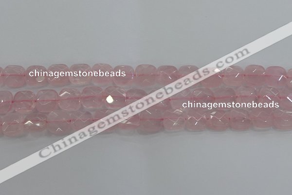 CRQ155 15.5 inches 12mm faceted square natural rose quartz beads