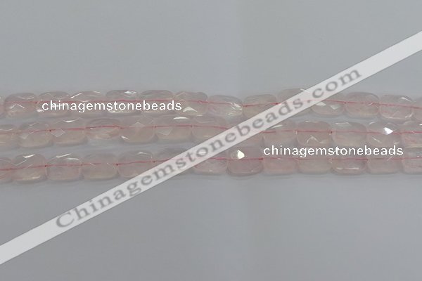 CRQ164 15.5 inches 10*14mm faceted rectangle natural rose quartz beads