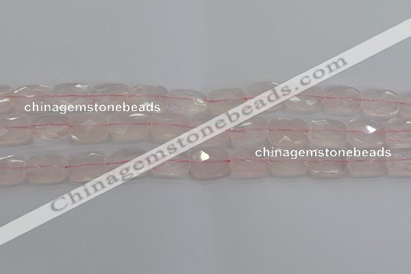 CRQ165 15.5 inches 12*16mm faceted rectangle natural rose quartz beads