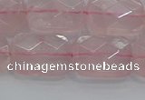 CRQ166 15.5 inches 13*18mm faceted rectangle natural rose quartz beads