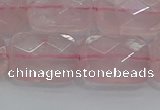 CRQ167 15.5 inches 15*20mm faceted rectangle natural rose quartz beads