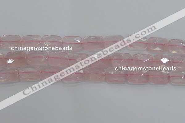 CRQ167 15.5 inches 15*20mm faceted rectangle natural rose quartz beads