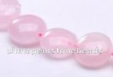 CRQ18 8*14mm flat round natural rose quartz beads wholesale