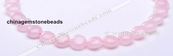 CRQ18 8*14mm flat round natural rose quartz beads wholesale