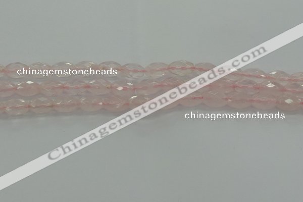 CRQ192 15.5 inches 8*12mm faceted rice natural rose quartz beads