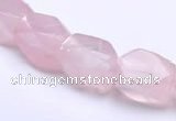 CRQ20 faceted brick shape natural rose quartz beads Wholesale