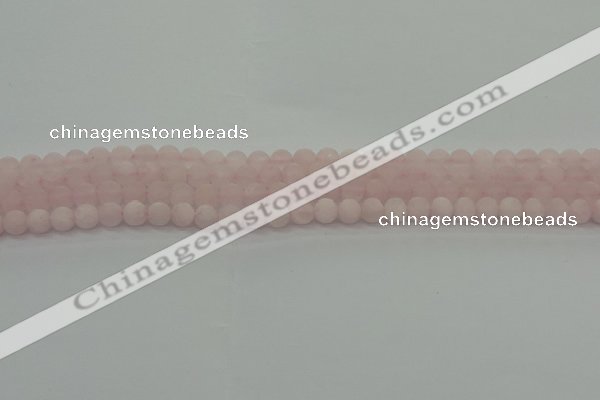 CRQ220 15.5 inches 4mm round matte rose quartz gemstone beads