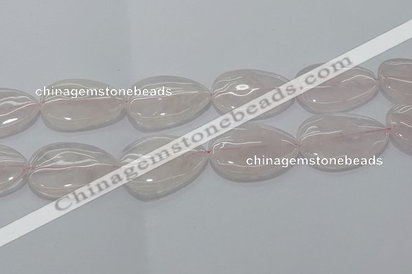 CRQ243 15.5 inches 30*40mm flat teardrop rose quartz beads