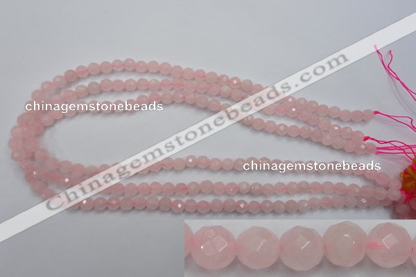 CRQ261 15.5 inches 6mm faceted round rose quartz beads