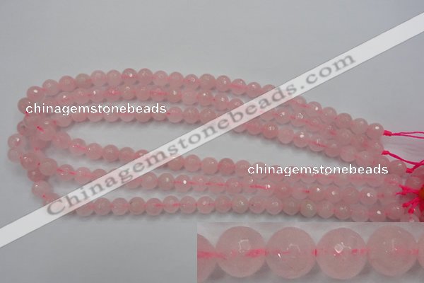 CRQ262 15.5 inches 8mm faceted round rose quartz beads