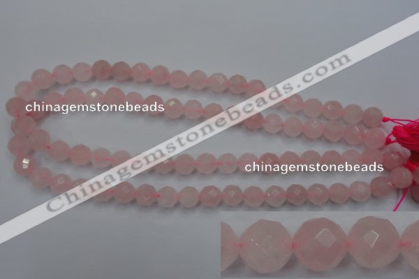 CRQ265 15.5 inches 10mm faceted round rose quartz beads