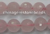 CRQ268 15.5 inches 14mm faceted round rose quartz beads