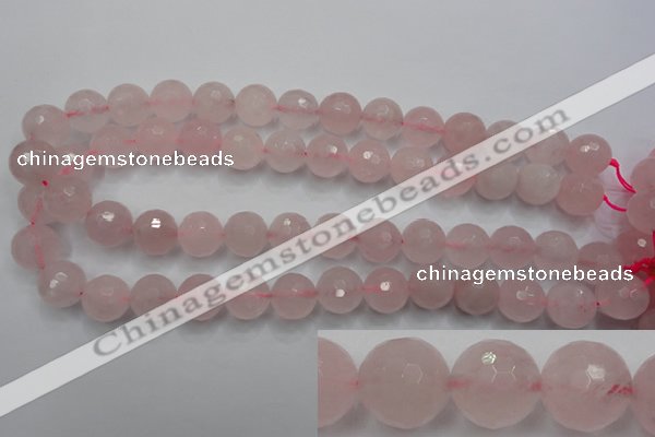 CRQ268 15.5 inches 14mm faceted round rose quartz beads