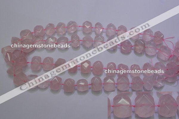 CRQ274 10*13mm – 15*17mm faceted nuggets rose quartz beads