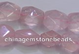 CRQ275 12*15mm – 15*19mm faceted nuggets rose quartz beads