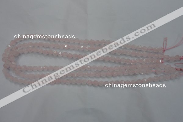 CRQ300 15 inches 6mm faceted nuggets rose quartz beads