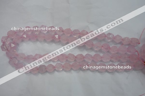 CRQ303 15 inches 12mm faceted nuggets rose quartz beads