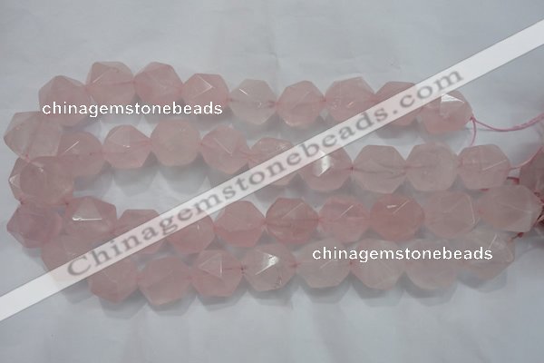 CRQ306 15 inches 18mm faceted nuggets rose quartz beads