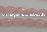 CRQ351 15.5 inches 8*12mm faceted rice rose quartz beads