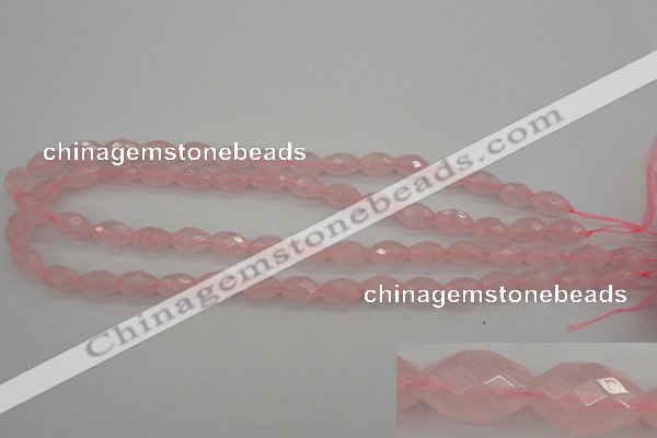 CRQ351 15.5 inches 8*12mm faceted rice rose quartz beads