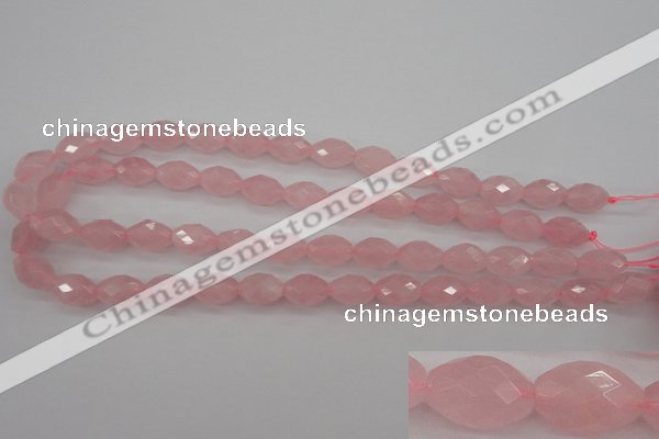 CRQ352 15.5 inches 10*14mm faceted rice rose quartz beads