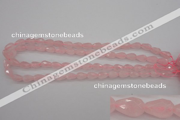 CRQ356 15.5 inches 8*12mm faceted teardrop rose quartz beads