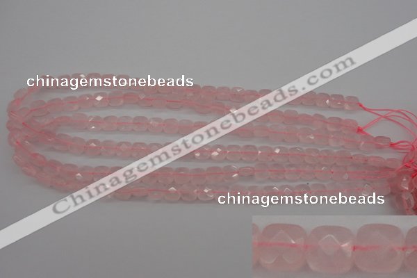 CRQ365 15.5 inches 8*8mm faceted square rose quartz beads