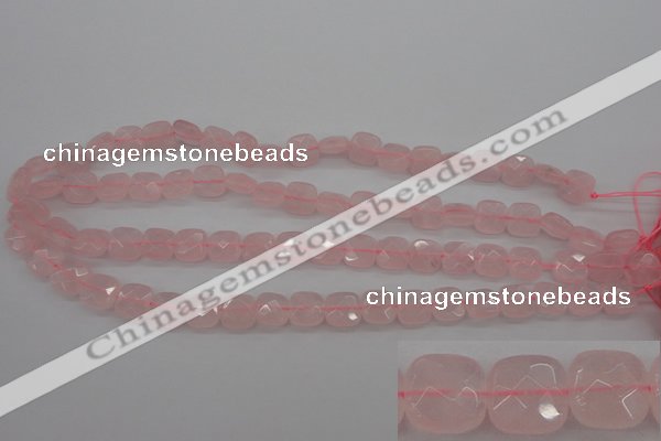 CRQ366 15.5 inches 10*10mm faceted square rose quartz beads