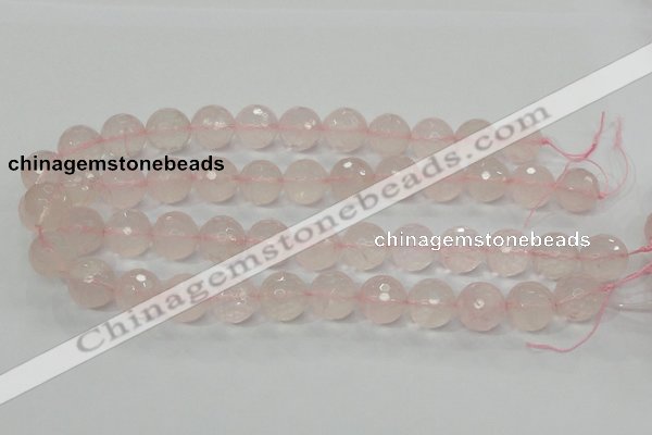 CRQ37 15.5 inches 16mm faceted round natural rose quartz beads