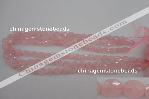 CRQ372 15.5 inches 8*10mm faceted oval rose quartz beads wholesale