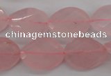 CRQ375 15.5 inches 15*20mm faceted & twisted oval rose quartz beads