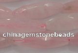 CRQ381 15.5 inches 10*30mm faceted rice rose quartz beads