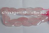 CRQ386 20*30mm - 22*35mm twisted & faceted freeform rose quartz beads