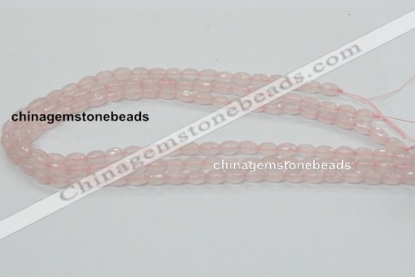 CRQ39 15.5 inches 6*10mm faceted rice natural rose quartz beads