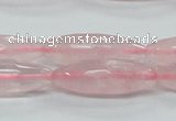 CRQ40 15.5 inches 10*30mm faceted rice natural rose quartz beads