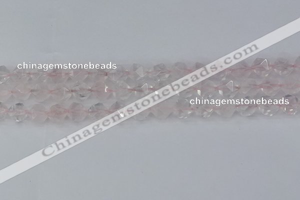 CRQ402 15.5 inches 8mm faceted nuggets rose quartz beads