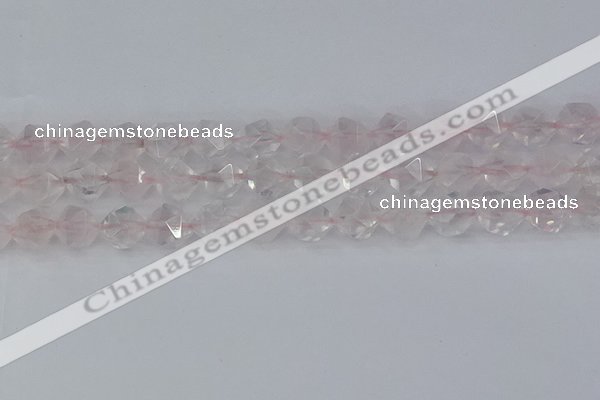 CRQ403 15.5 inches 10mm faceted nuggets rose quartz beads