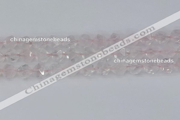 CRQ404 15.5 inches 12mm faceted nuggets rose quartz beads