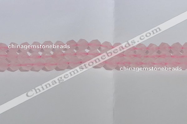 CRQ407 15.5 inches 8mm faceted nuggets matte rose quartz beads
